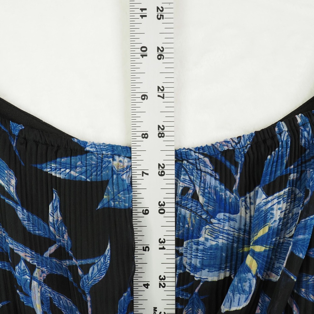 Blue Floral Crop Top L Tie Front Balloon Sleeve Cottagecore Boho Japna Romantic - Picture 9 of 9